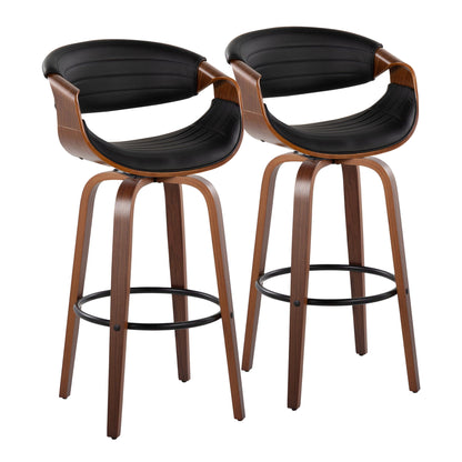 Symphony - Mid Century Modern Fixed Height Barstool With Swivel And Round Footrest (Set of 2) Lumi Source