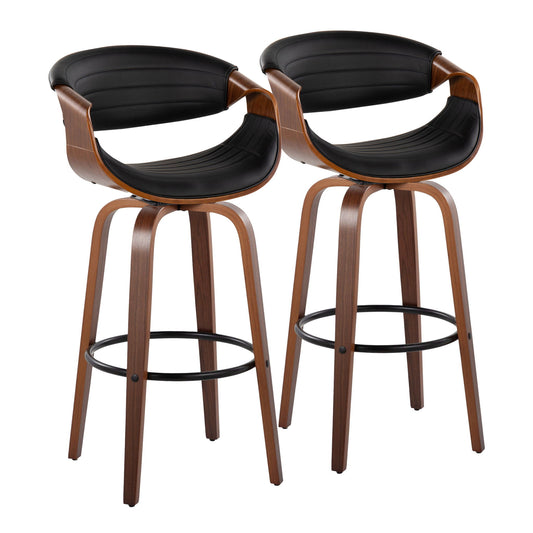 Symphony - Mid Century Modern Fixed Height Barstool With Swivel And Round Footrest (Set of 2) Lumi Source