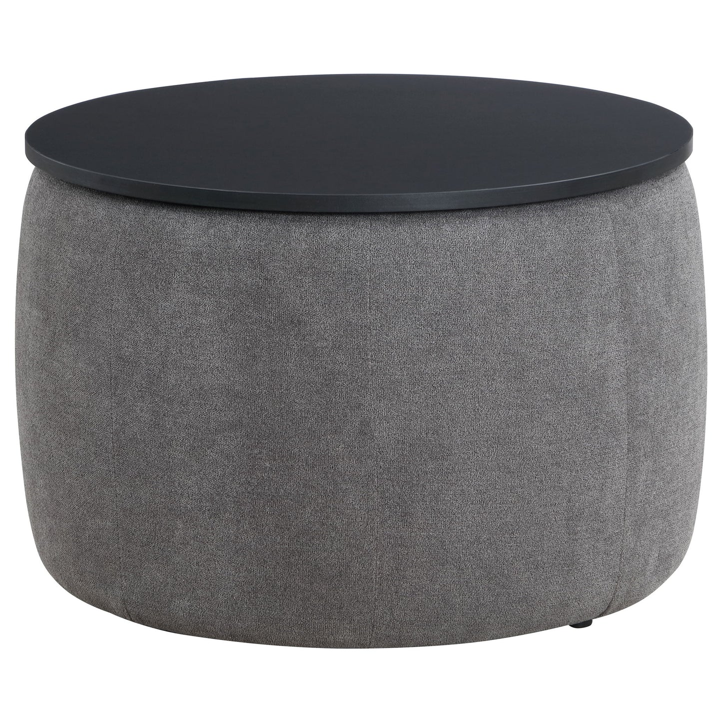 Reeves - Round Upholstered Lift Top Storage Ottoman - Gray Furniture Max