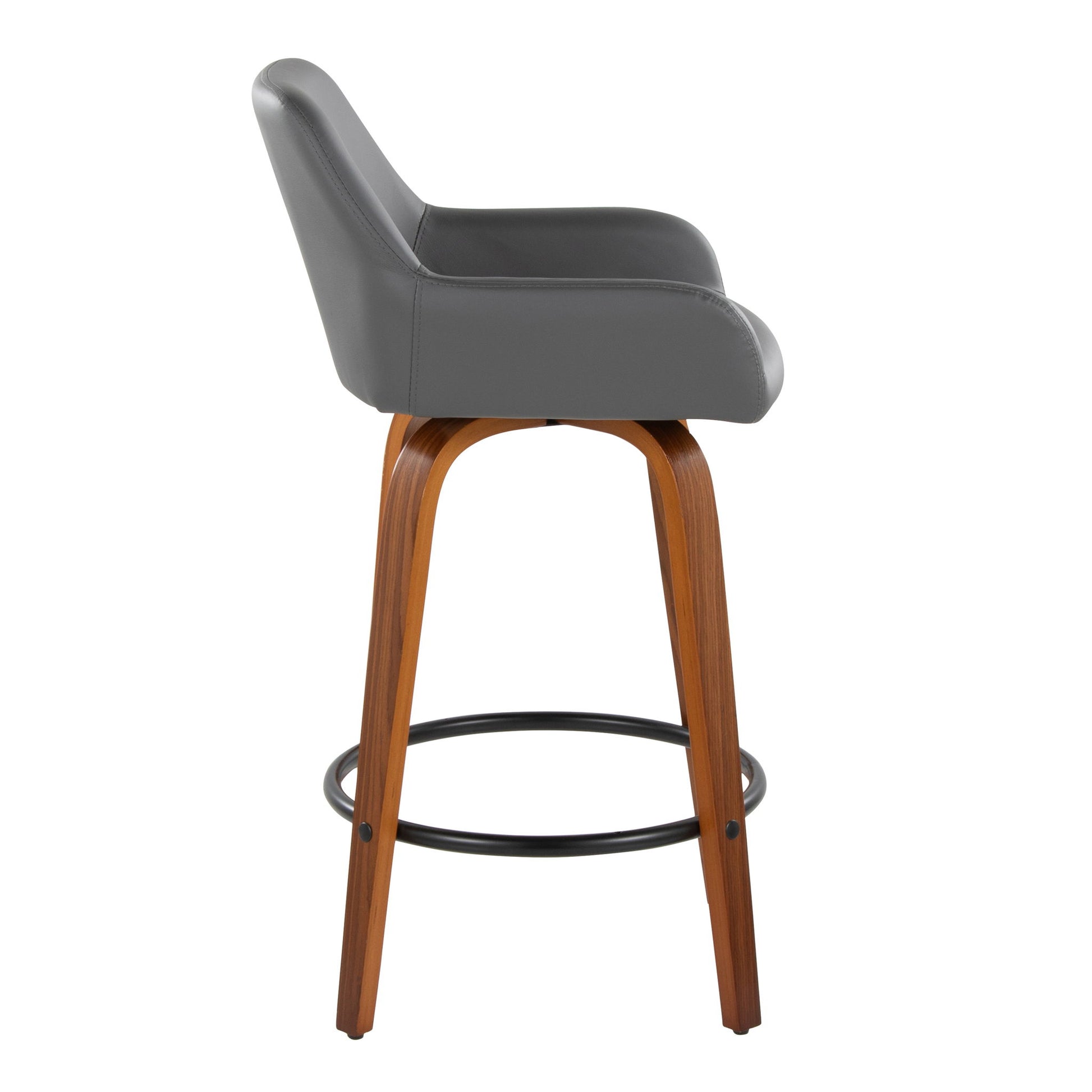 Daniella - Contemporary Fixed Height Counter Stool With Swivel With Round Footrest (Set of 2) Lumi Source