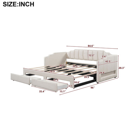 Extendable Daybed With LED Light And 2 Storage Drawers Dreamland