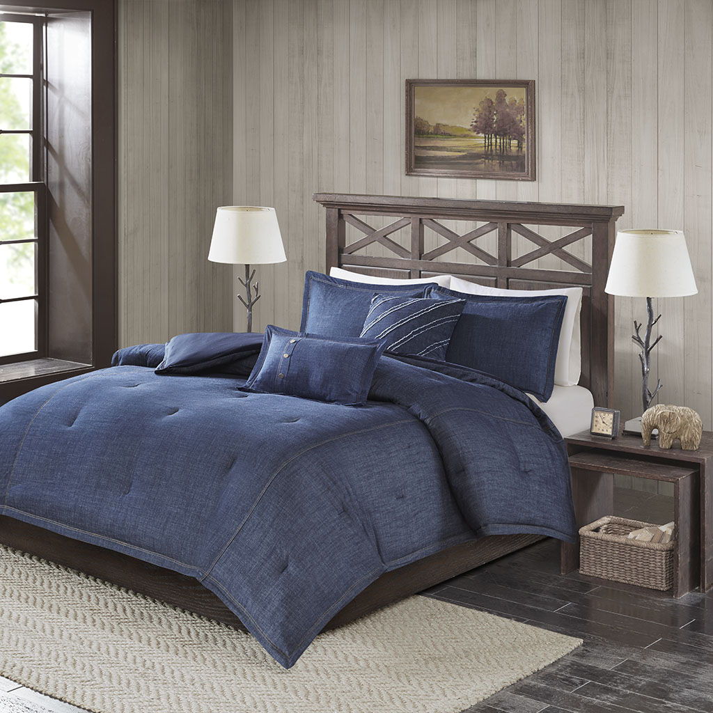 Perry - Oversized Denim Comforter Set - Blue