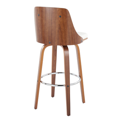 Gianna - Mid Century Modern Fixed Height Barstool With Swivel With Round Footrest (Set of 2) Lumi Source