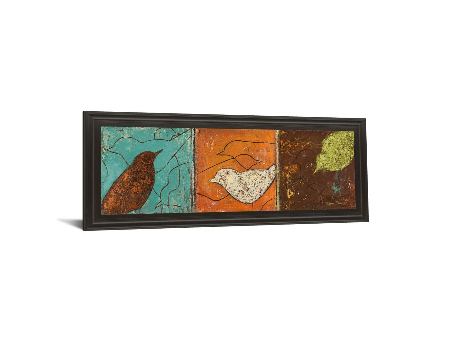 Lovely Birds I By Patricia Pinto - Framed Print Wall Art - Dark Brown