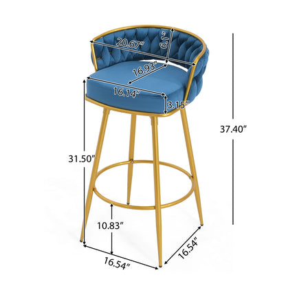 Modern Low Back Upholstered Counter Height Bar Stools (Set of 2) Noble House