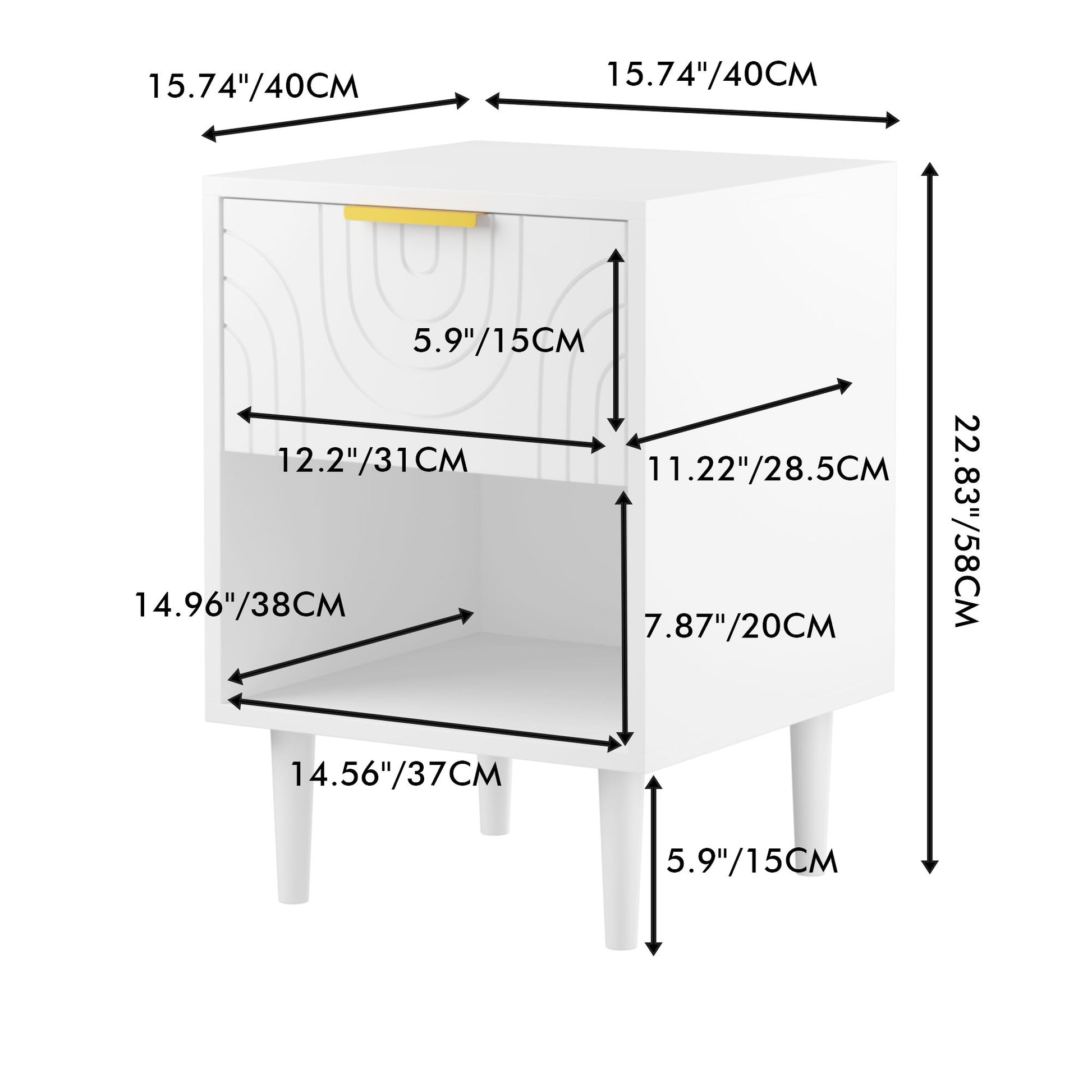 Nightstand With 1 Drawer And Open Shelf - White Home Essentials