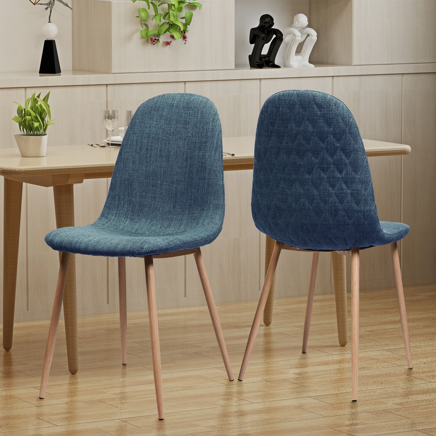 Elegant Dining Chair Set With Fabric Noble House