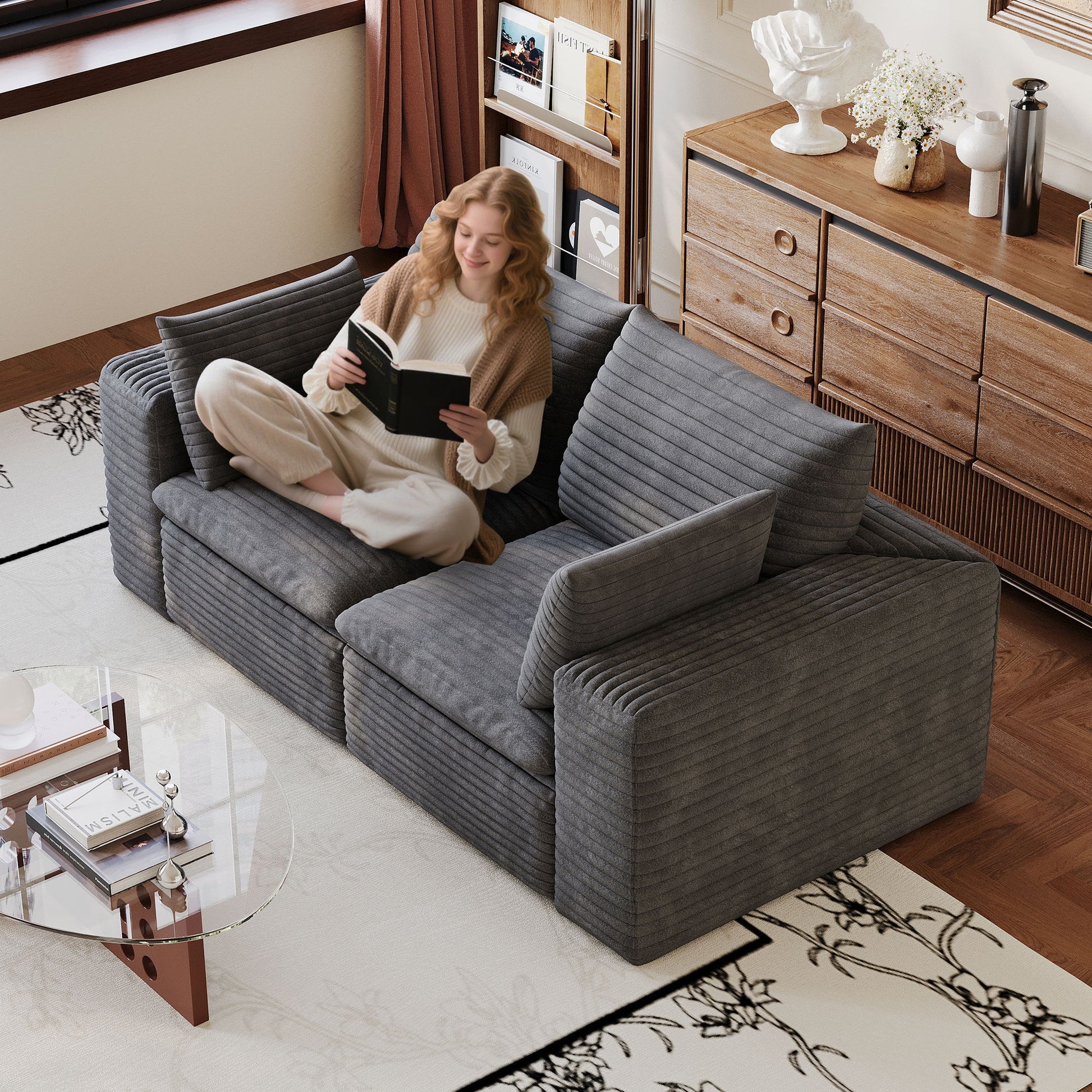 Cloud Sofa, Deep Seat Couches, Removable Cushion For Living Room - Dark Gray Home Essentials