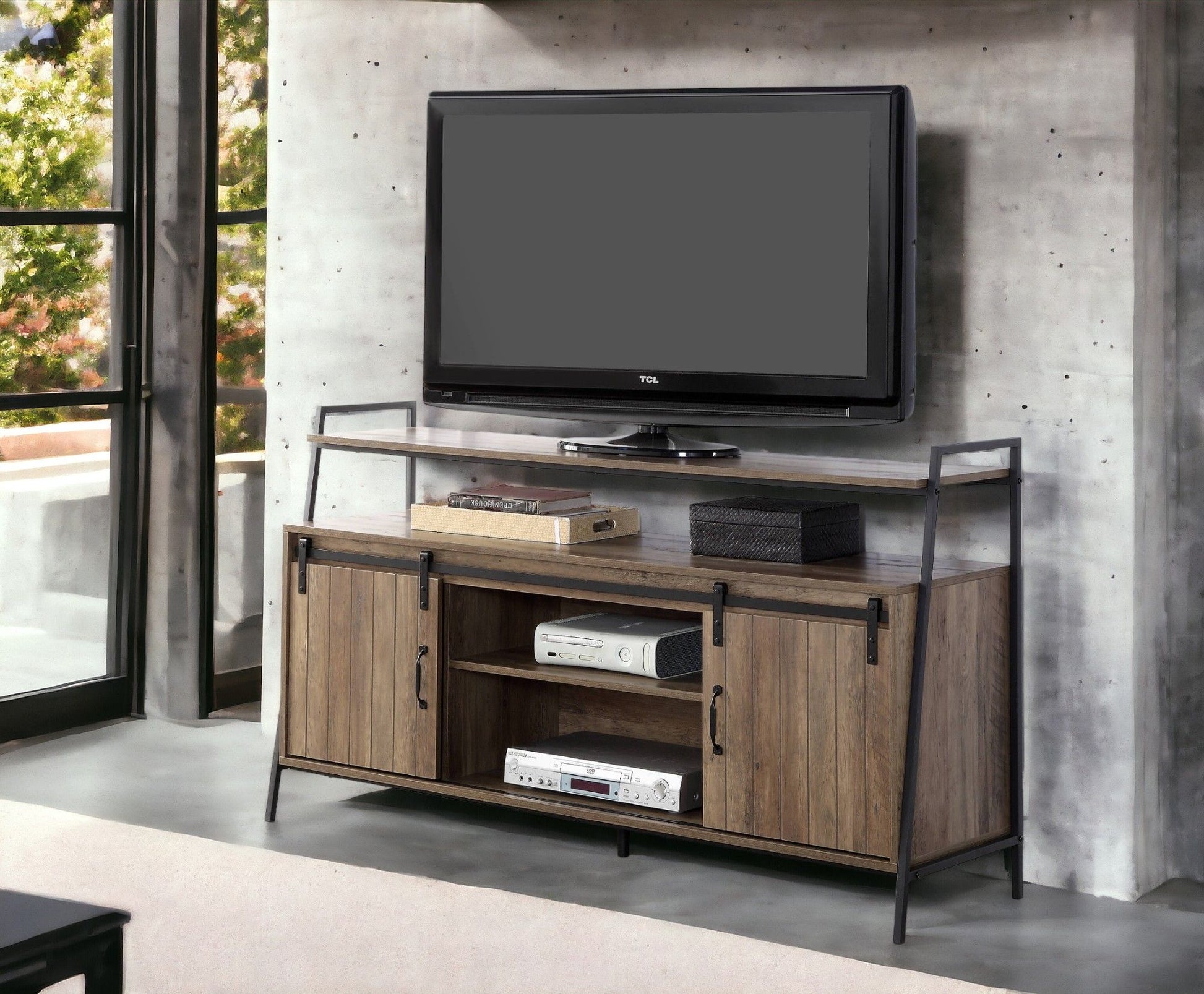 Rashawn - Rustic TV Stand - Oak Acme