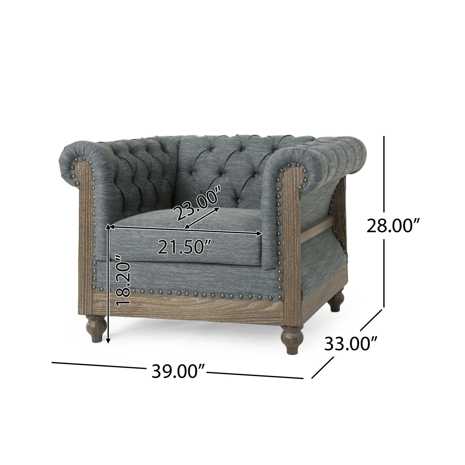 Fabric Upholstered Club Chair With Scrolled Tuxedo Arms Noble House