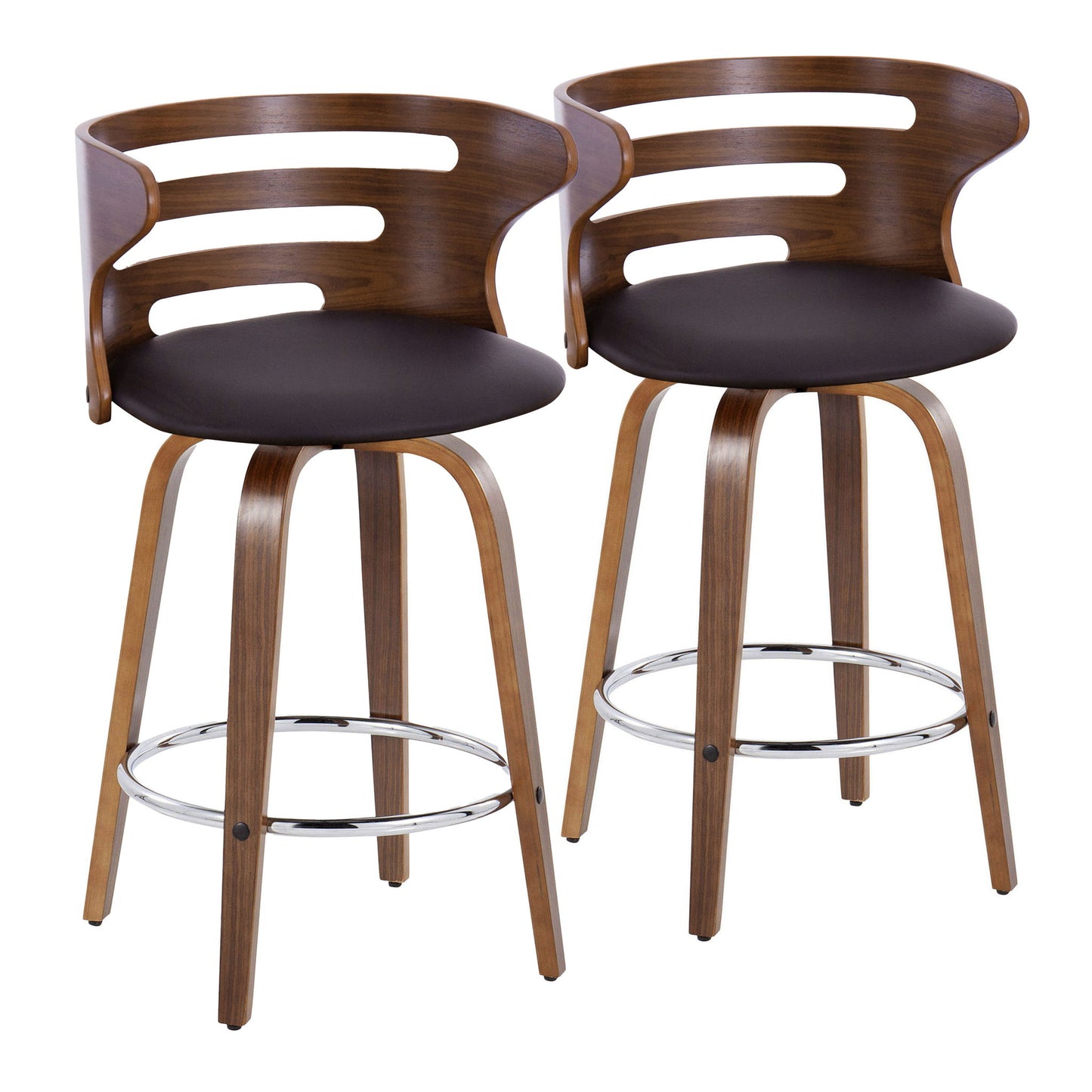 Cosini - Mid Century Modern Fixed Height Barstool With Swivel With Round Footrest (Set of 2) Lumi Source