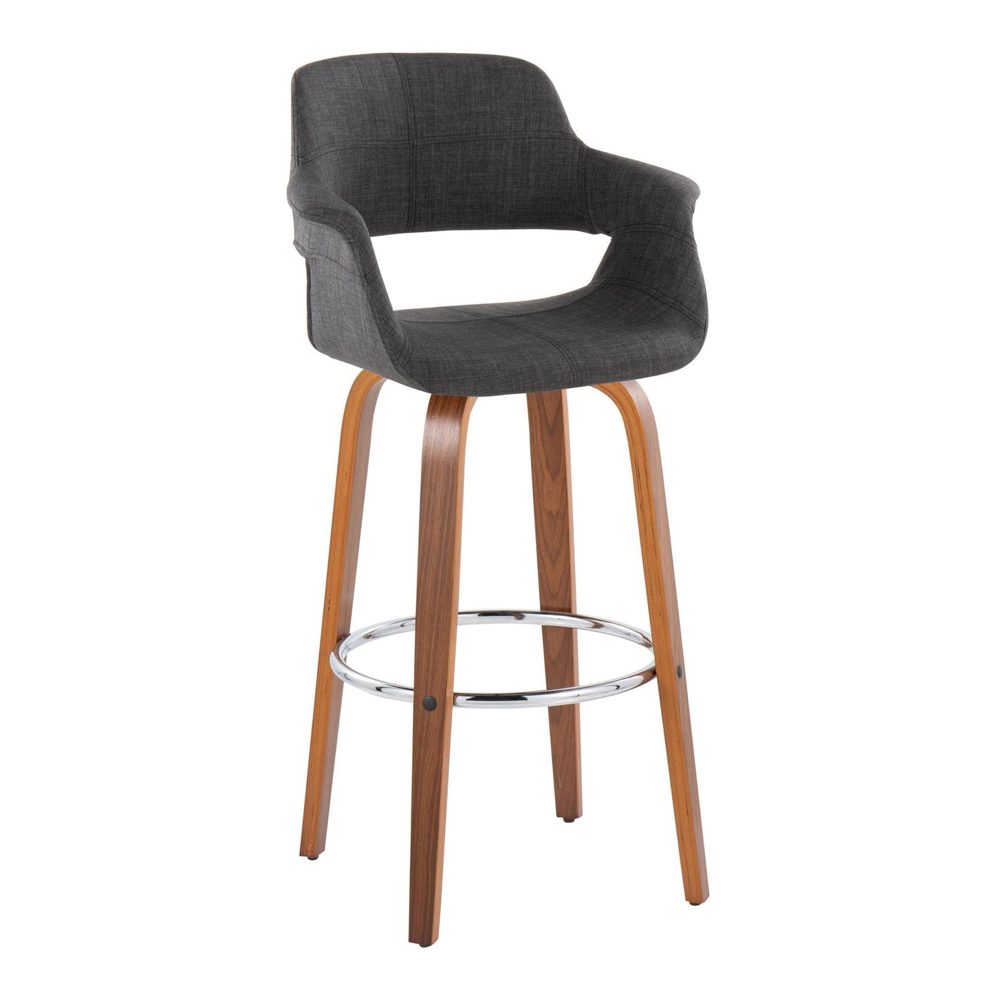 Vintage Flair - Mid Century Modern Fixed Height Barstool With Swivel & Round Footrest (Set of 2) Lumi Source