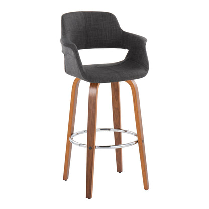 Vintage Flair - Mid Century Modern Fixed Height Barstool With Swivel & Round Footrest (Set of 2) Lumi Source