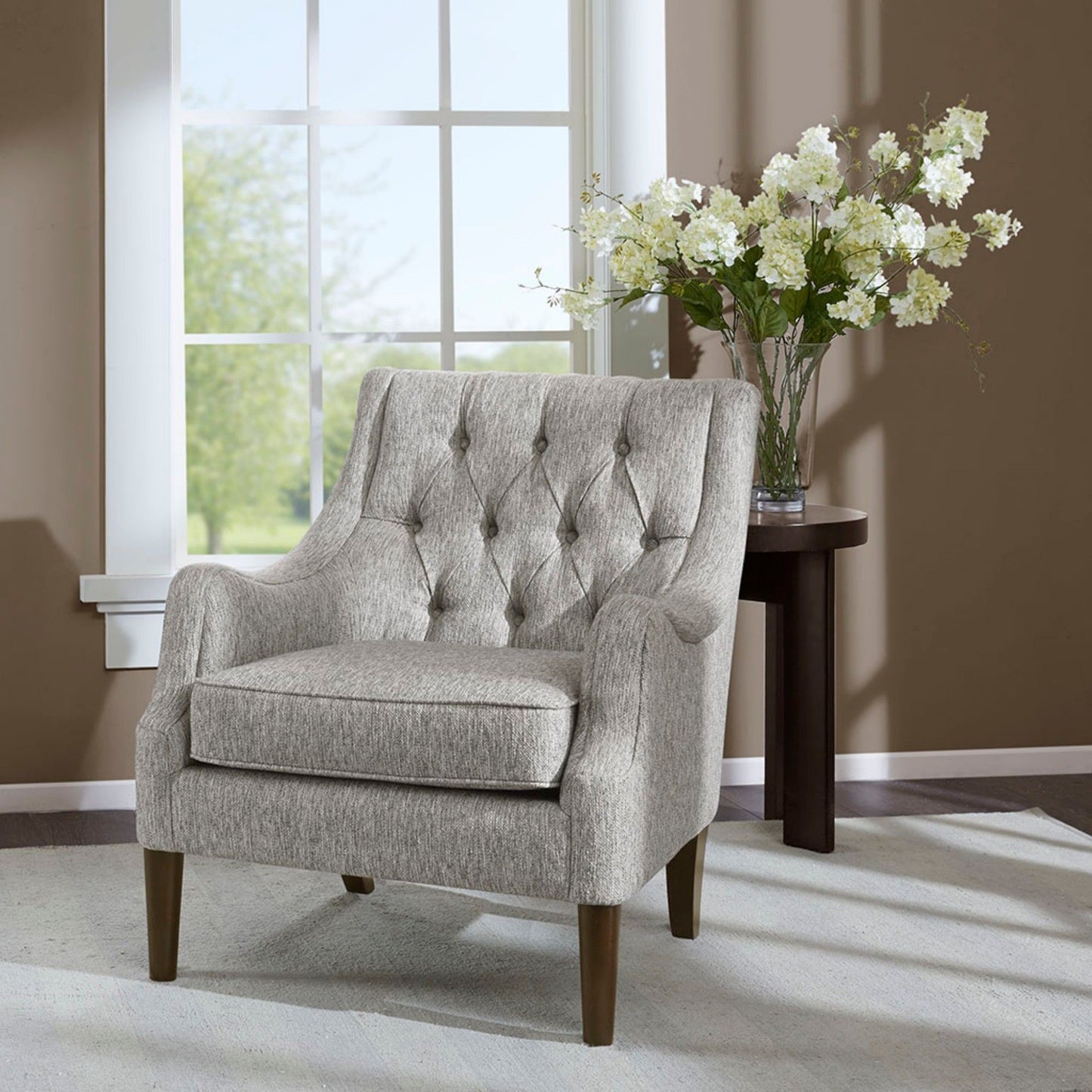 Button Tufted Accent Chair Vintage Style JLA