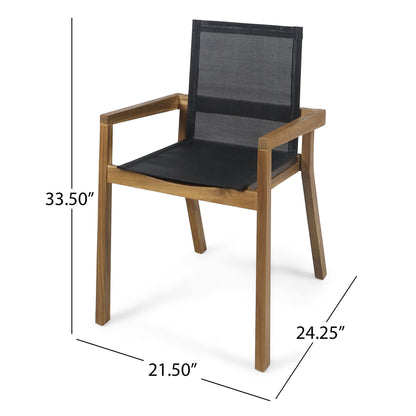 Belfast - Dining Chair With Acacia Wood Frame And Mesh Seating (Set of 2) Noble House