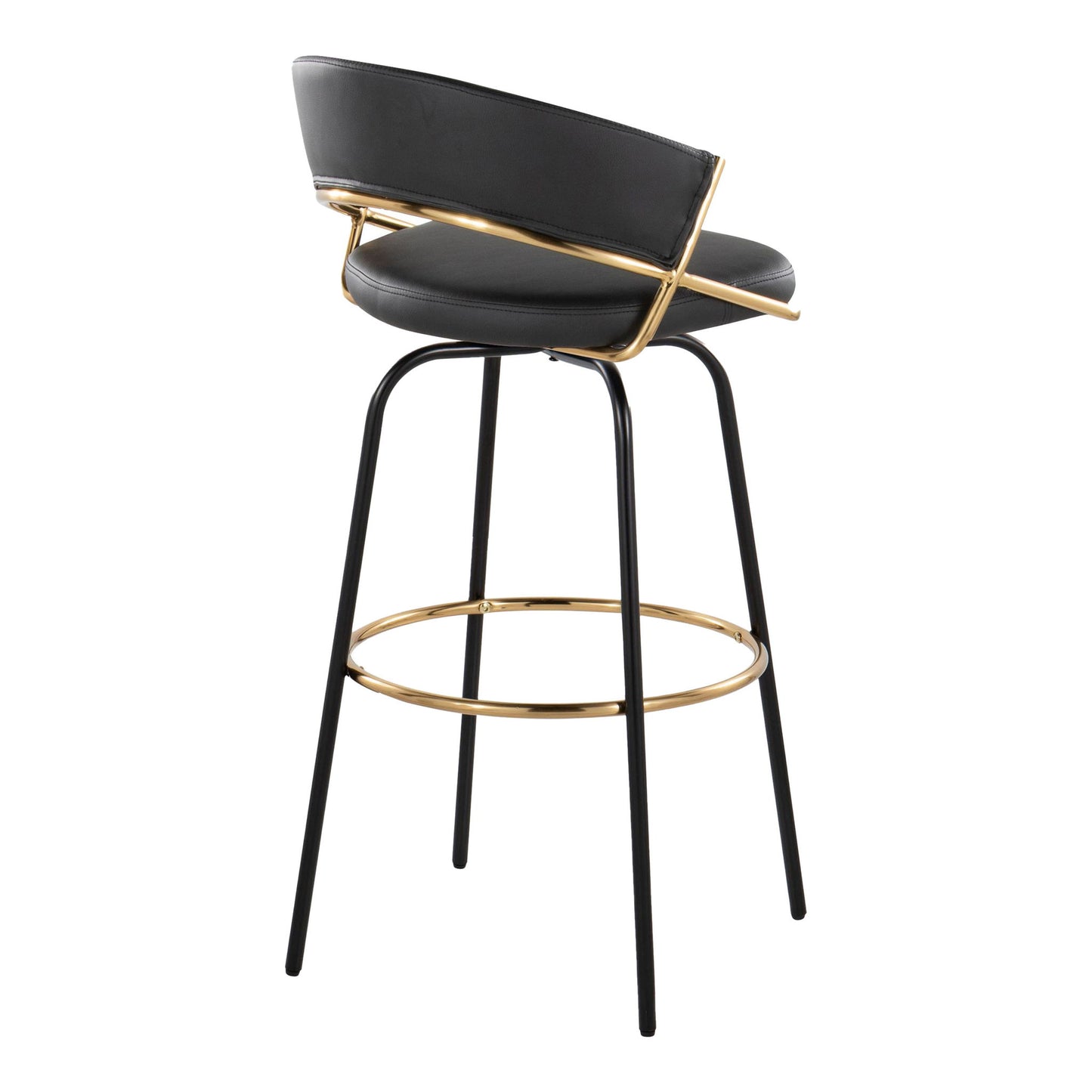 Jie - Fixed Height Contemporary Barstool With Swivel Round Footrest (Set of 2) Lumi Source
