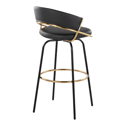 Jie - Fixed Height Contemporary Barstool With Swivel Round Footrest (Set of 2) Lumi Source