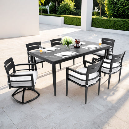 Modern Outdoor Patio Dining Set With Table And Chairs With Sunbrella Cushions Life Outside