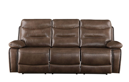 Aashi - Leather Gel Match Recliner Sofa - Brown Acme