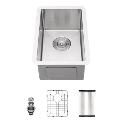12" Undermount Kitchen Sink, Deep Single Bowl - Brushed Nickel Daily Nest