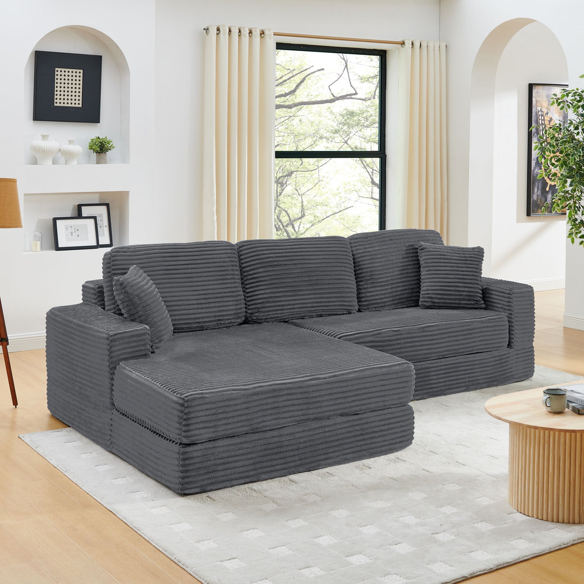 Modern Minimalist L Shape Modular Sectional Sofa, Couch Home Essentials