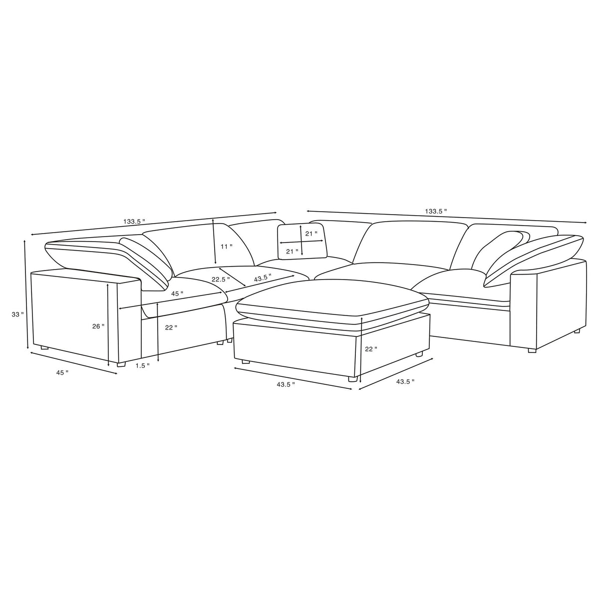 Segoura - Modular Sectional With Ottoman Furniture Max