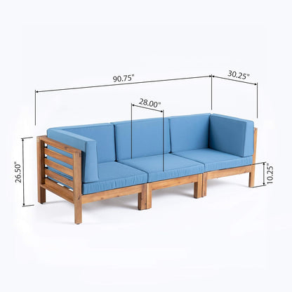 Oana - 3 Piece Sofa Set With Water Resistant Cushions Noble House