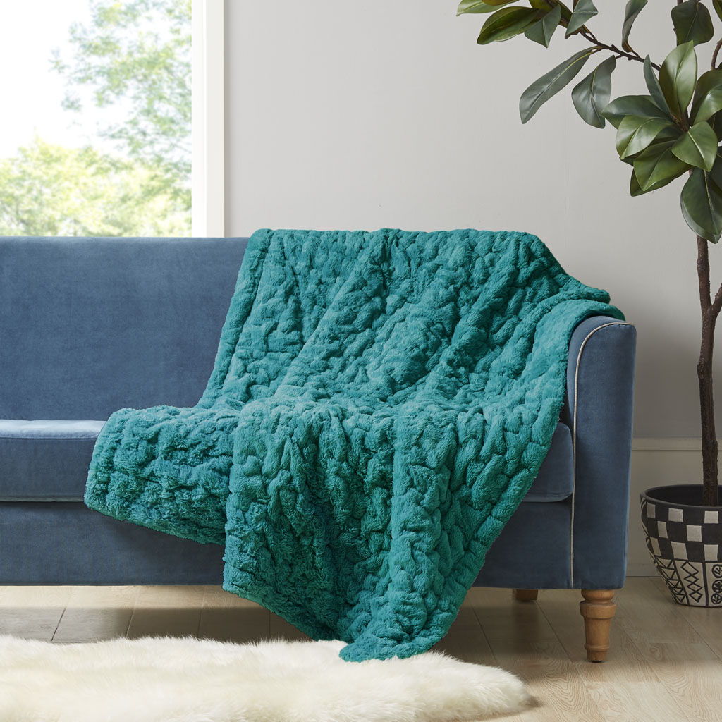 Ruched Throw - Teal