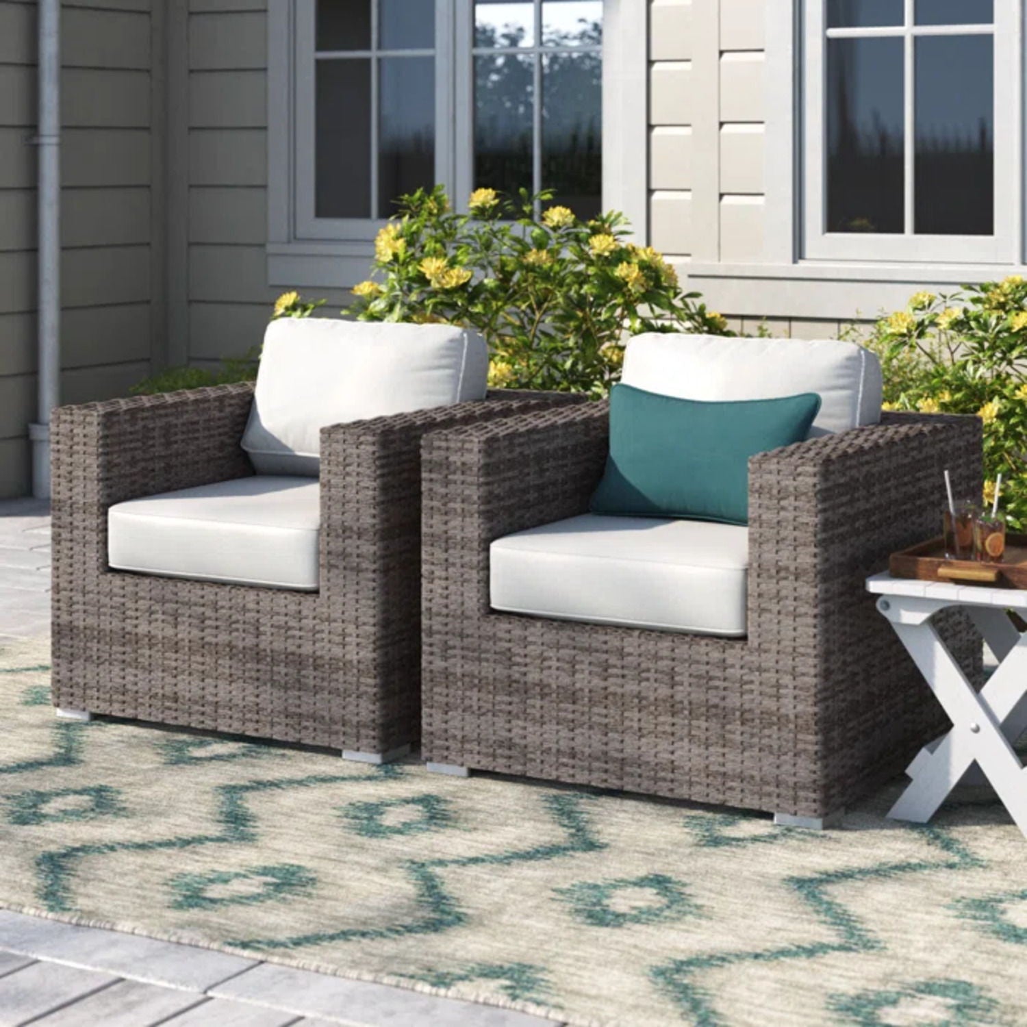 Grade - Club Patio Chair With Sunbrella Cushions Stylish And Durable Outdoor Seating For Ultimate Comfort (Set of 2) - Gray Mix / White LSI Patio Furniture