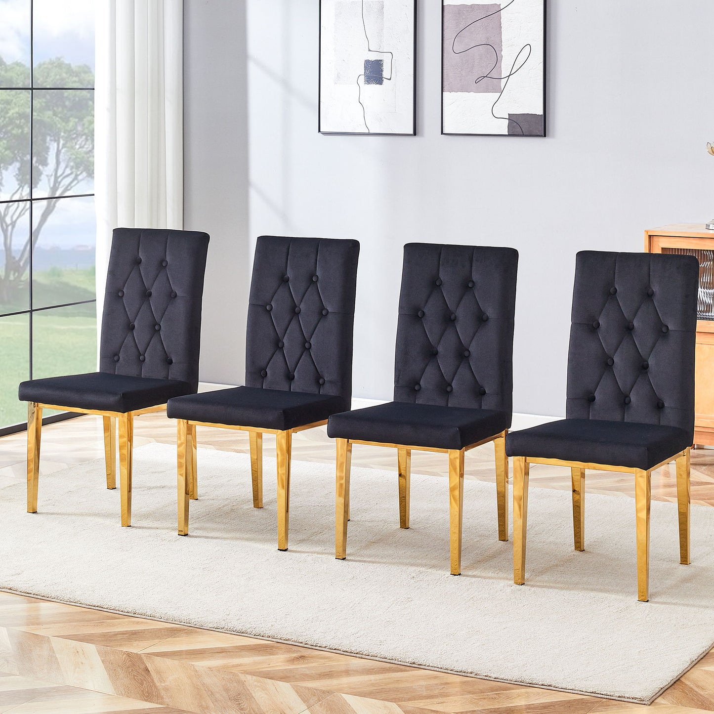 Vintage Style Armless Dining Chairs Set With Grid And Buckle Design Home Essentials