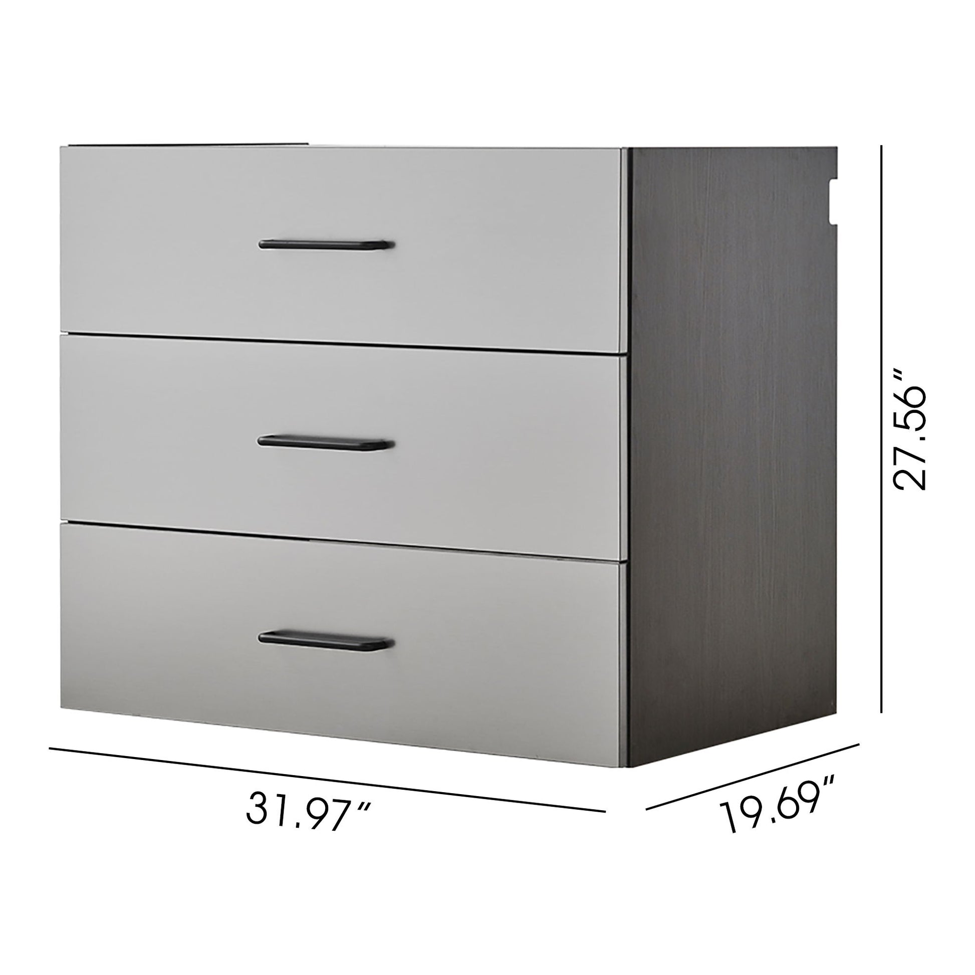 Astro Series - Metal Wall Mounted Base Drawer Storage Cabinet With Soft Closing Features - Metallic Gray Daily Nest
