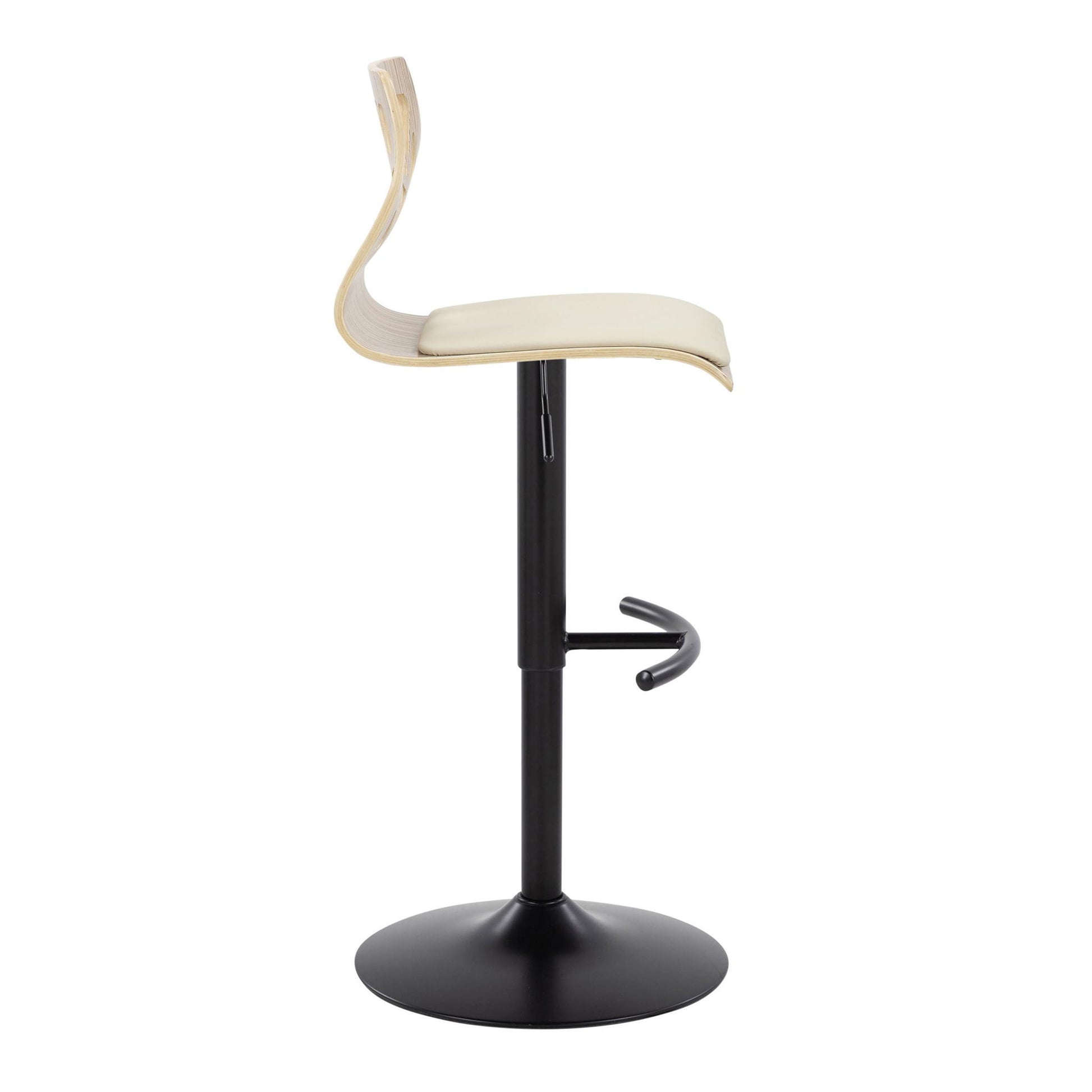 Folia - Mid Century Modern Adjustable Barstool With Swivel With Rounded T Footrest (Set of 2) Lumi Source