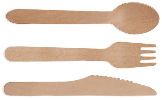 Wooden Compostable Utensils Set 300 Pieces 100 Forks 100 Spoons 100 Knives Sturdy Wood Disposable Cutlery Eco Friendly Biodegradable Utensils For Party Free From Plastic Cutlery Set For Eating - Natural Wood Daily Nest
