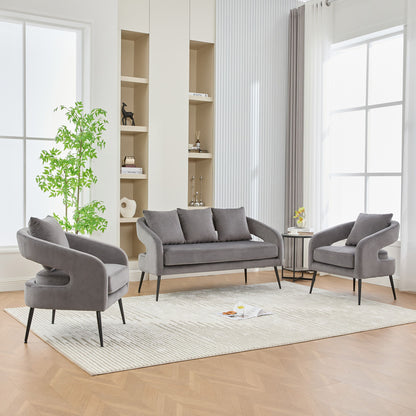 3 Piece Living Room Set, Loveseat & 2 Accent Chairs Home Essentials