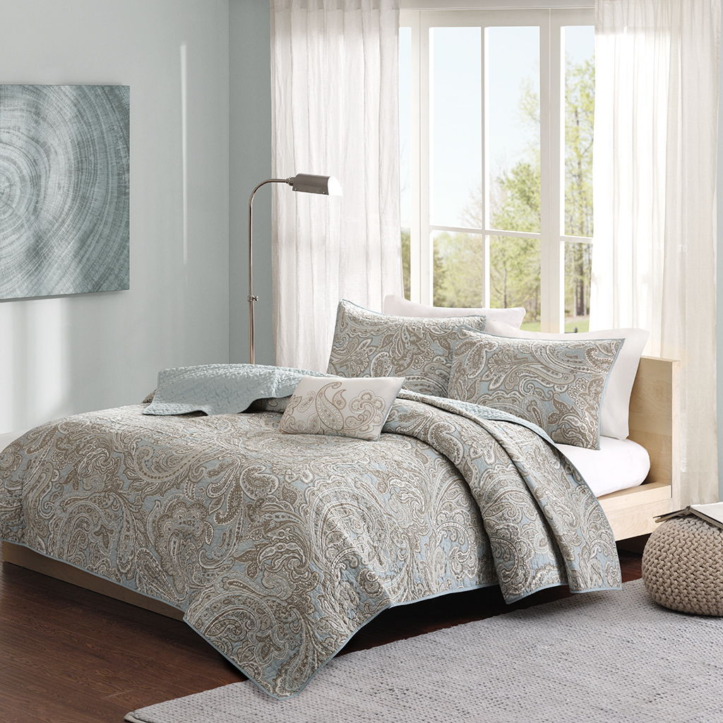 Ronan - King 4 Piece Coverlet Set - Blue Madison Park Pure