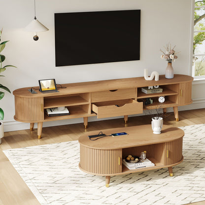 TV Stand & Coffee Table Set With Charging Station Hearth and Haven