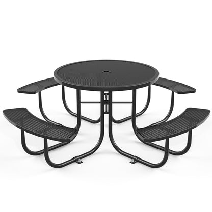 Round Outdoor Steel Picnic Table 46" With Umbrella Pole Home Essentials