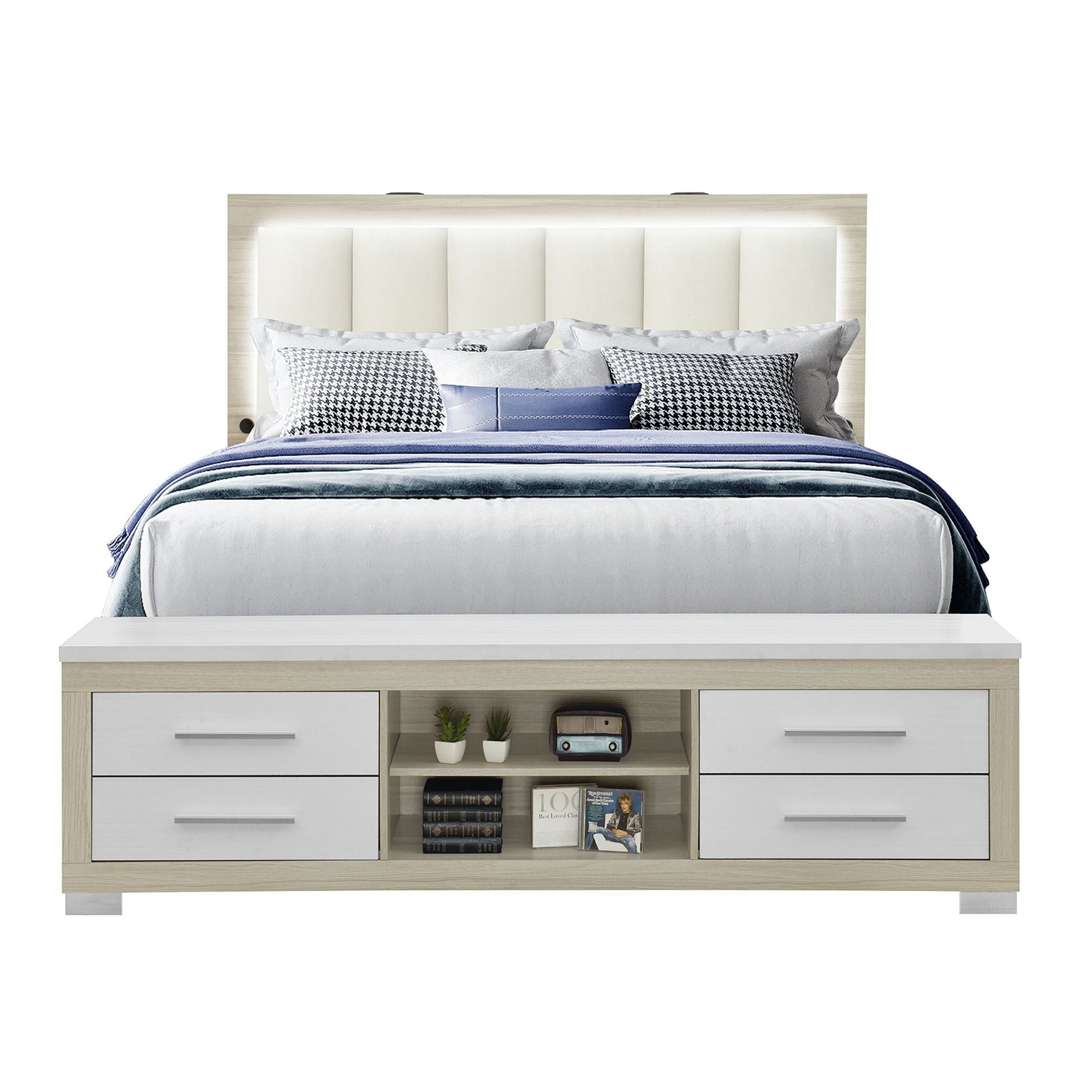Messa - Bed With Storage Features And LED Lighting Global Furniture USA