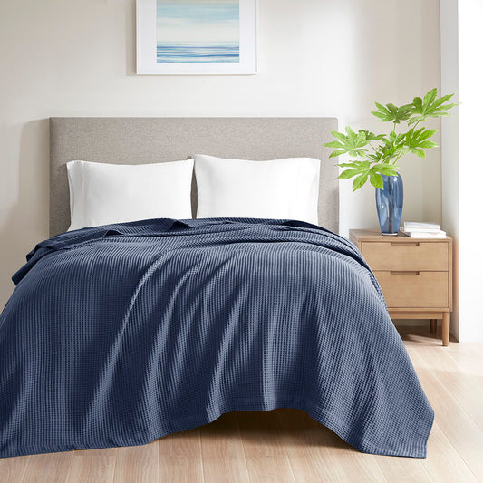 Waffle Weave - Cotton Blanket - Indigo Madison Park