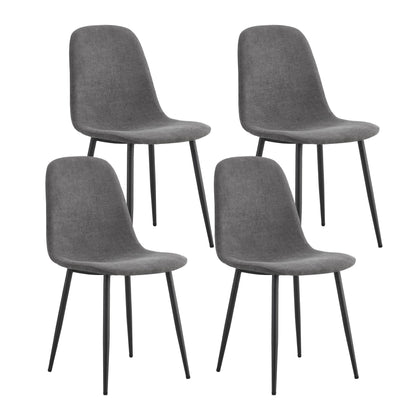 Modern Medieval Style Cushioned Side Chairs Set With Black Metal Legs For Kitchens Home Essentials