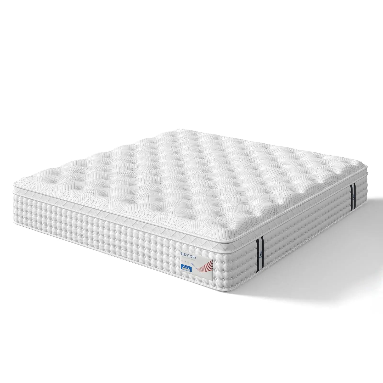12" King Hybrid Mattress, Memory Foam & Pocket Spring Bed, Medium Firm Comfort, Spine Support, Quiet & Breathable - White Somnus Mattress USA