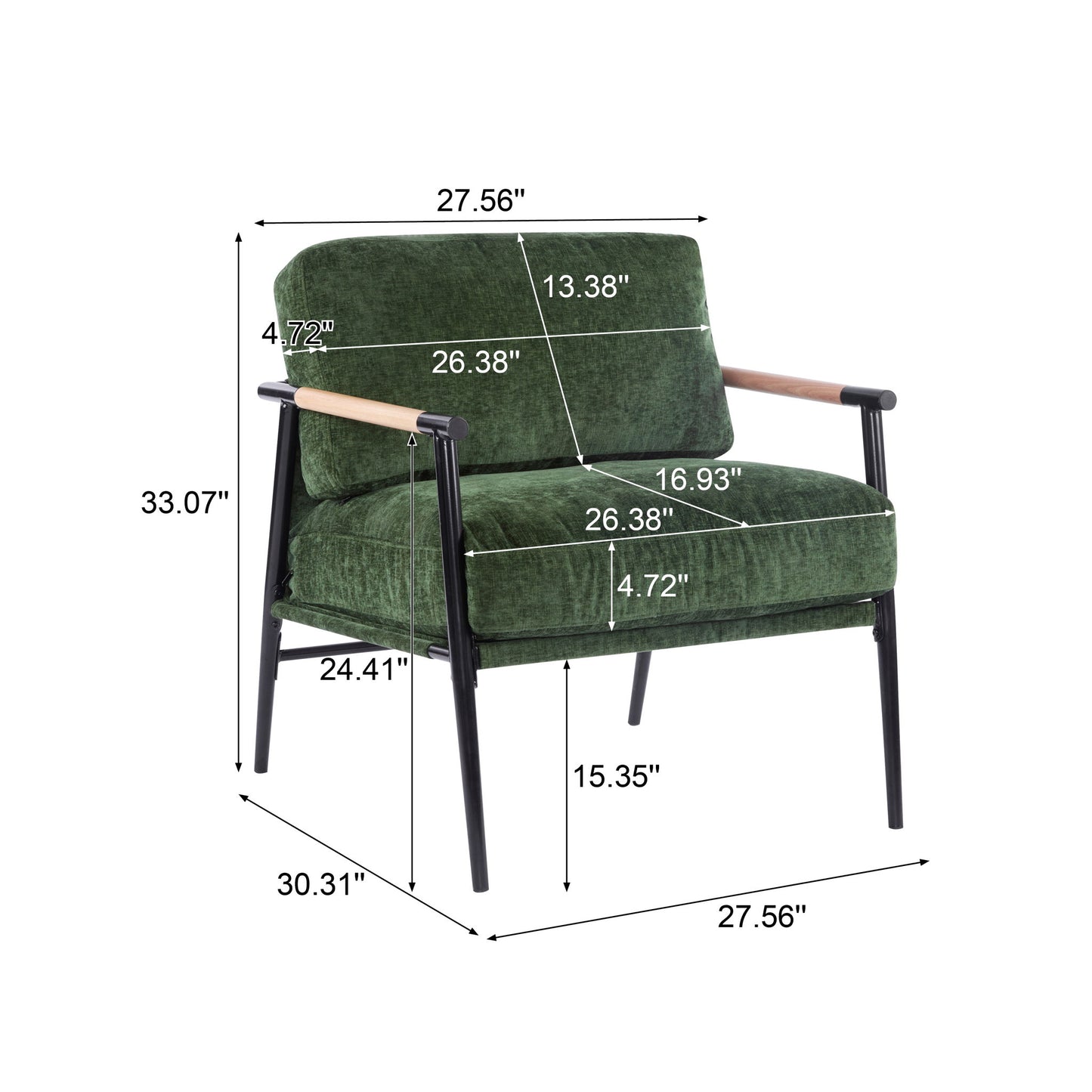 Modern Accent Chair With Cushions, Cozy Seating Noble House
