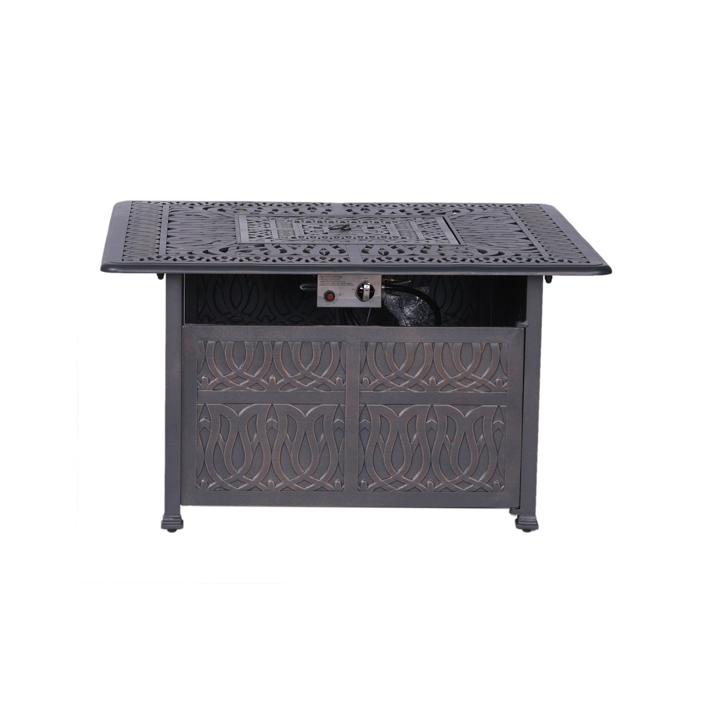Powder Coated Aluminum Propane Gas Fire Pit Table - Gunmetal Home Essentials