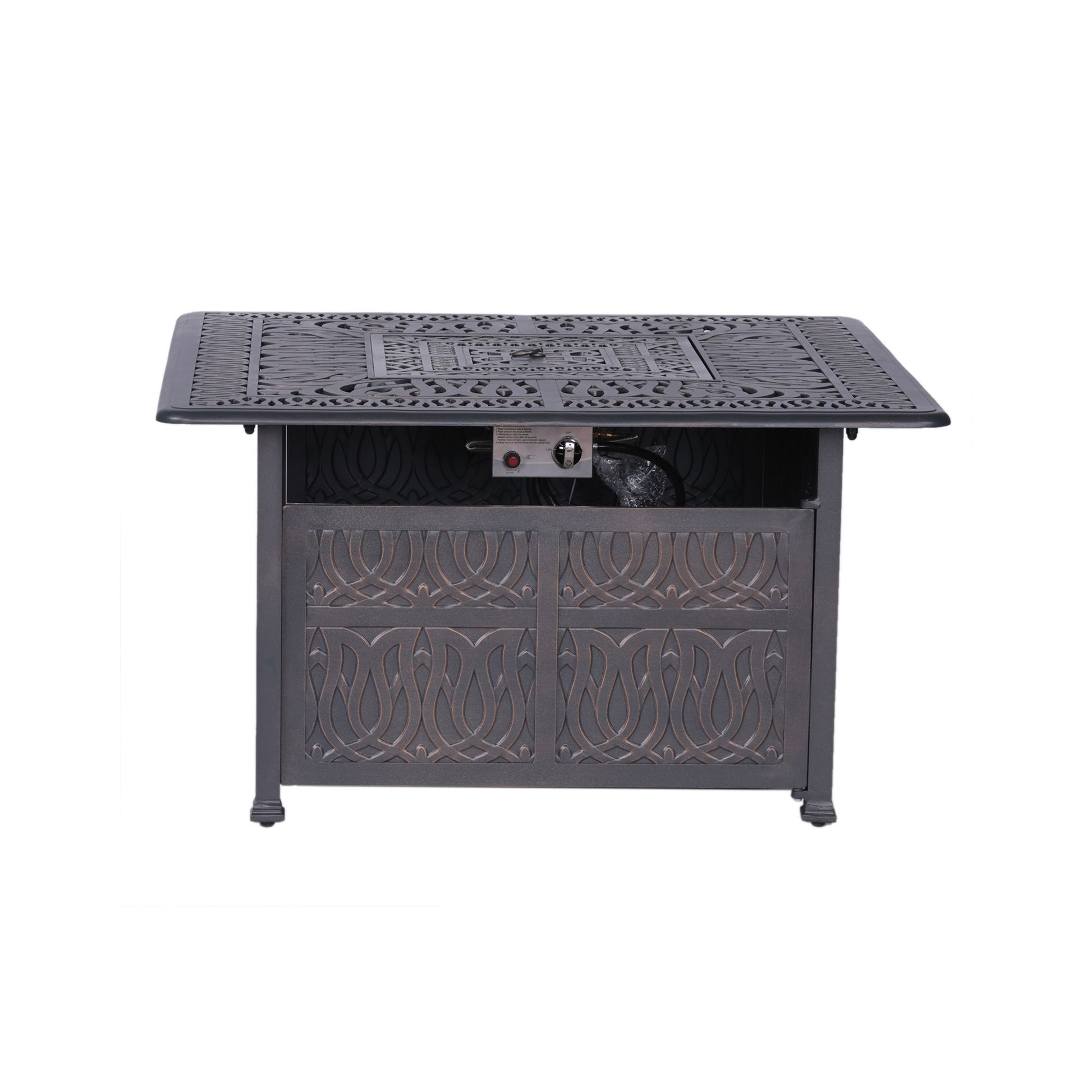 Powder Coated Aluminum Propane Gas Fire Pit Table - Gunmetal Home Essentials