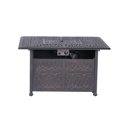 Powder Coated Aluminum Propane Gas Fire Pit Table - Gunmetal Home Essentials