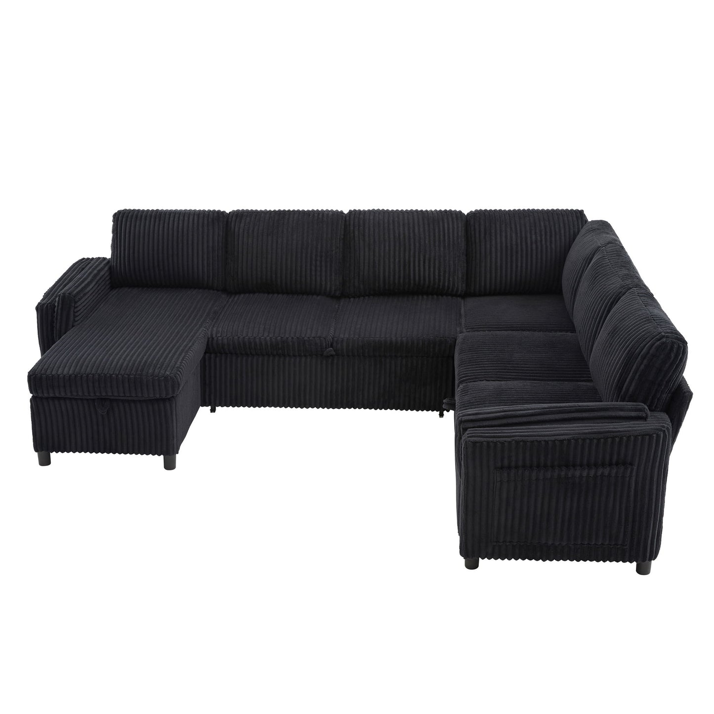 Convertible U-Shaped Sectional Sofa Bed With USB Ports And Storage Hearth and Haven