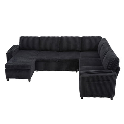 Convertible U-Shaped Sectional Sofa Bed With USB Ports And Storage Hearth and Haven