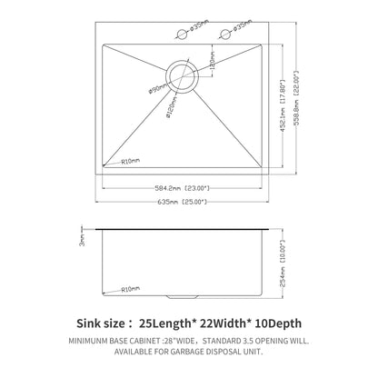 Topmount Kitchen Sink 16 Gauge, Single Bowl Daily Nest