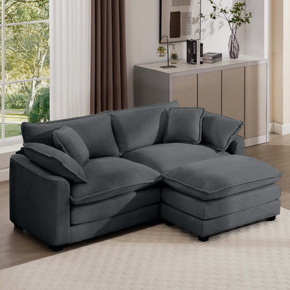 Modern Oversized Modular Cushion Sofa With Ottoman, Low Back, Deep Seating Sofa Set Home Essentials