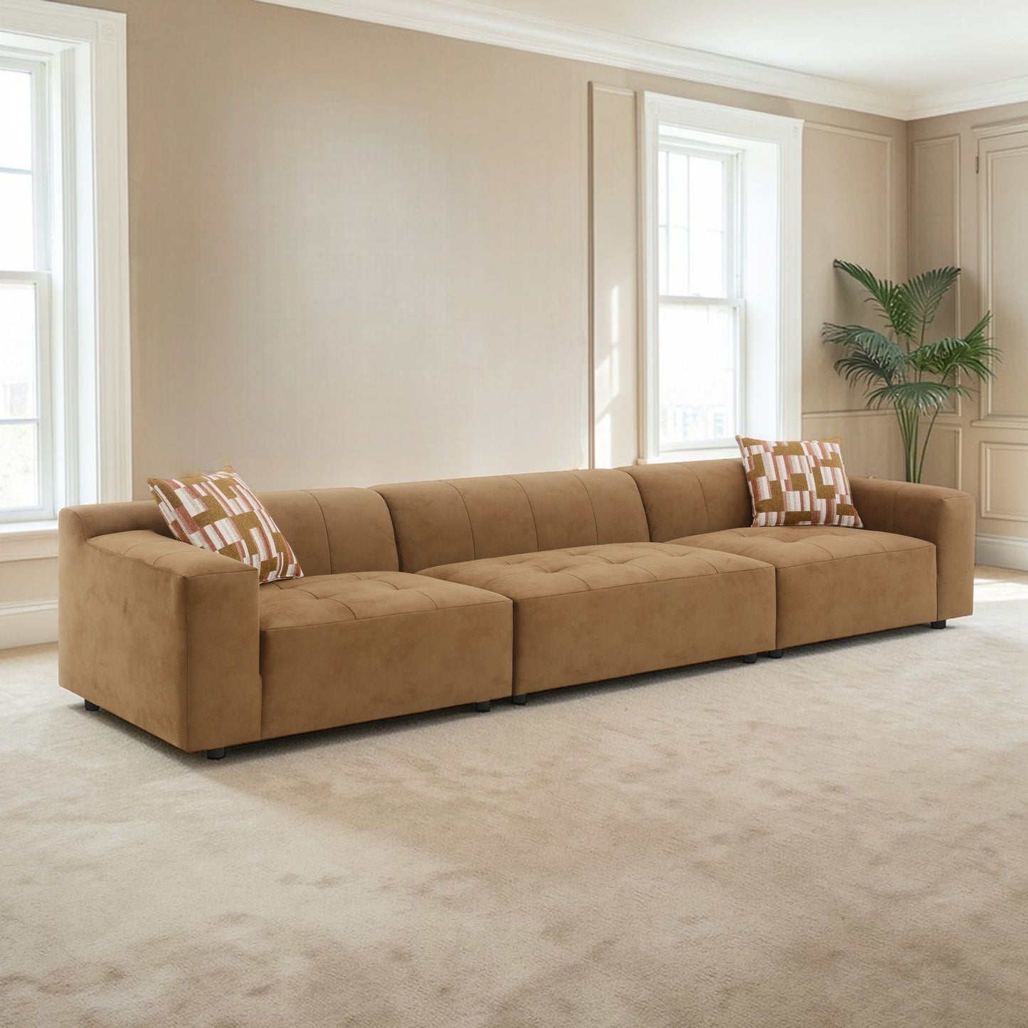 Modular Sofa Set With 2 Matching Toss Pillows - Chocolate Acme